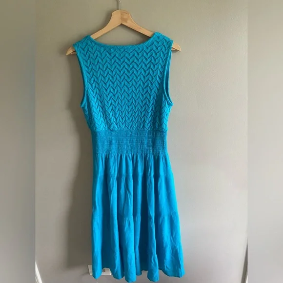 J Glee Womens Babydoll Dress L Aqua Tiered V Neck Lined Beachy Y2K - Picture 13 of 13